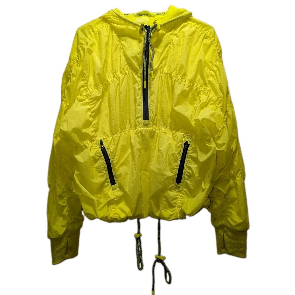 FP Movement Free People Happy Camper Pullover Jacket Neon Yellow Windbreaker XS